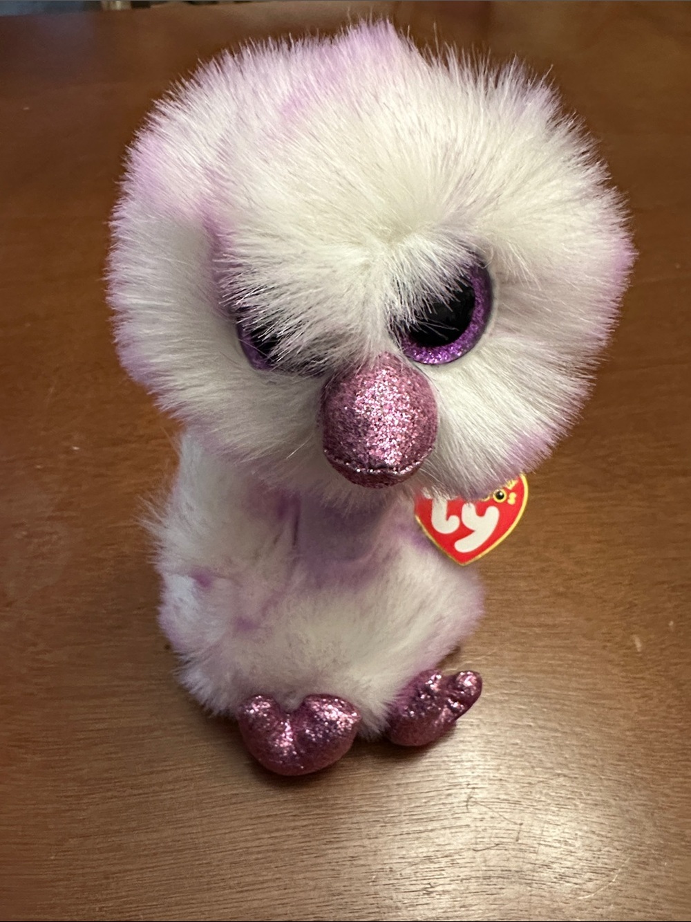 Ty Beanie Boos Kenya the Lavender Ostrich White and Pink Glitter